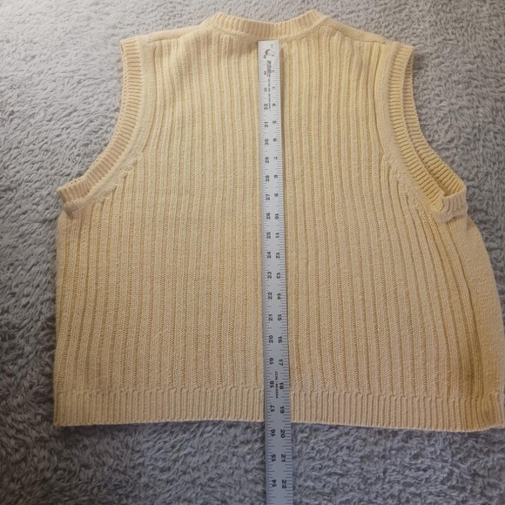 Karen Scott Argyle Button Front Sweater Vest Womens Large Cream Knit V-Neck - Picture 3 of 7